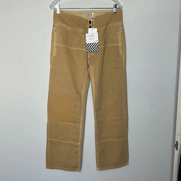 Free People Sandrine Rose French Worker Tan Jeans Size 27 NWT - Picture 2 of 7